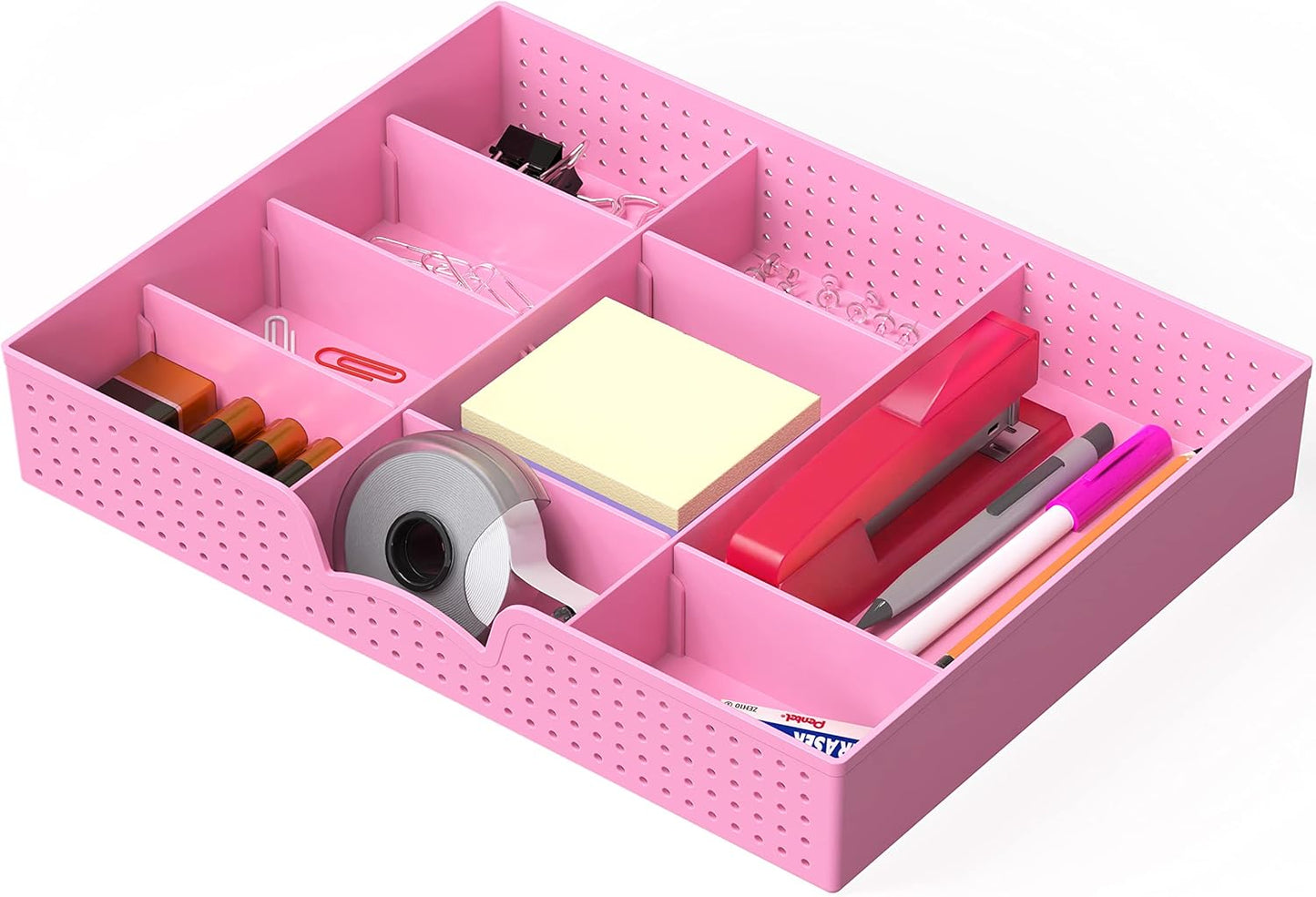 Simple Houseware Drawer Organizer Tray with 9 Adjustable Compartments, Clear