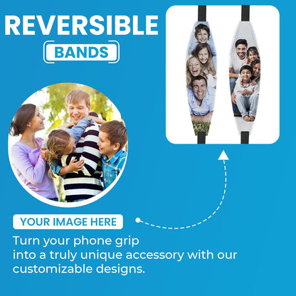 Switchbands Universal Phone Grip Strap – Customizable Phone Holder for Hand, Wireless Charging Safe Phone Handle Grip, Reuseable Phone Strap for iPhone, Samsung & Android Cases - Metallic Rose