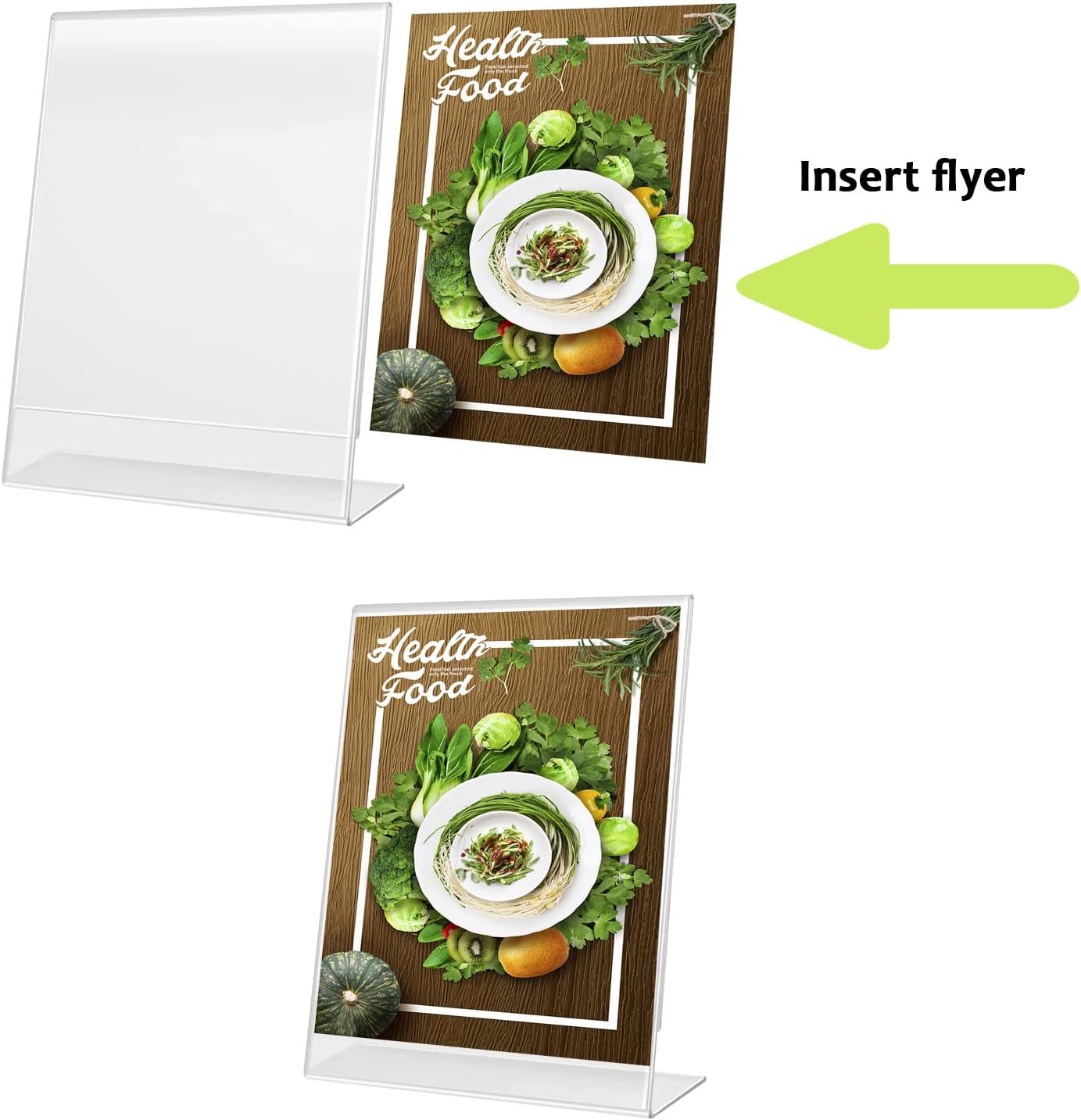 Lechay 3 Pack Acrylic Sign Holder, 8.5 x 11 inches Clear Table Menu Display Stand Desktop Display Stand Paper Holder Table Top Sign Holder Suitable for Restaurants, Office, Home, Store