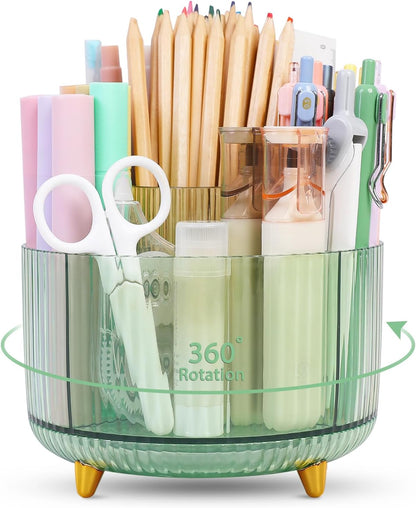 SKYDUE Rotating Pencil Pen Holder, Pen Organizer with 5 Slots - Aesthetic Desk Organizer and Accessories for School, Home, Office Supplies