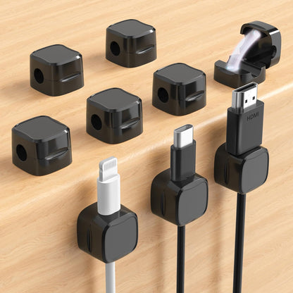 Magnetic Cable Clips, Adjustable Cord Holder Management, Adhesive Wire Keeper Organizer for Home Office Desk Phone PC Car Wall Desktop Nightstand Appliance (9-Pack Black Crystal)