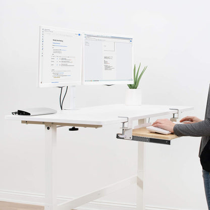 VIVO Large Clamp-on Computer Keyboard and Mouse Under Desk Slider Tray, 27 x 11 inch Pull Out Platform Drawer, White, MOUNT-KB05W