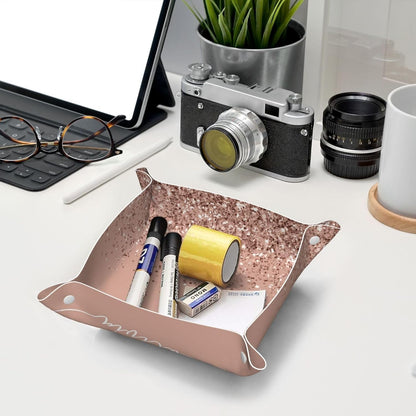 Retro Video Game Pattern Leather Vanity Tray Desktop Storage Organizer, Decorative Catchall Perfume Tray, Bathroom Valet Tray,Nightstand Caddy Holder for Keys Phone Wallet Coin Jewelry, S
