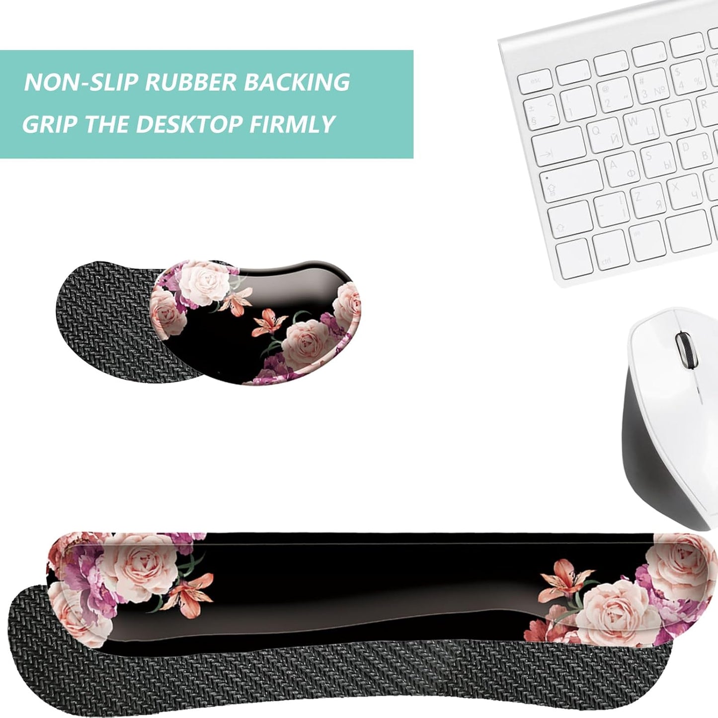 Keyboard Wrist Rest Mouse Wrist Support Set, Memory Foam Wrist Rest Pad for Computer Laptop Keyboard Mouse, Ergonomic Wrist Cushion Support for Typing Pain Relief, Gaming Home Office, Purple