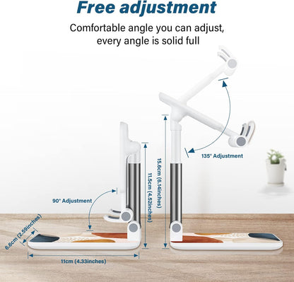 Desk Cell Phone Stand - Adjustable Angle-iPad Holder, Universal Compatible Phone Holder for Desk