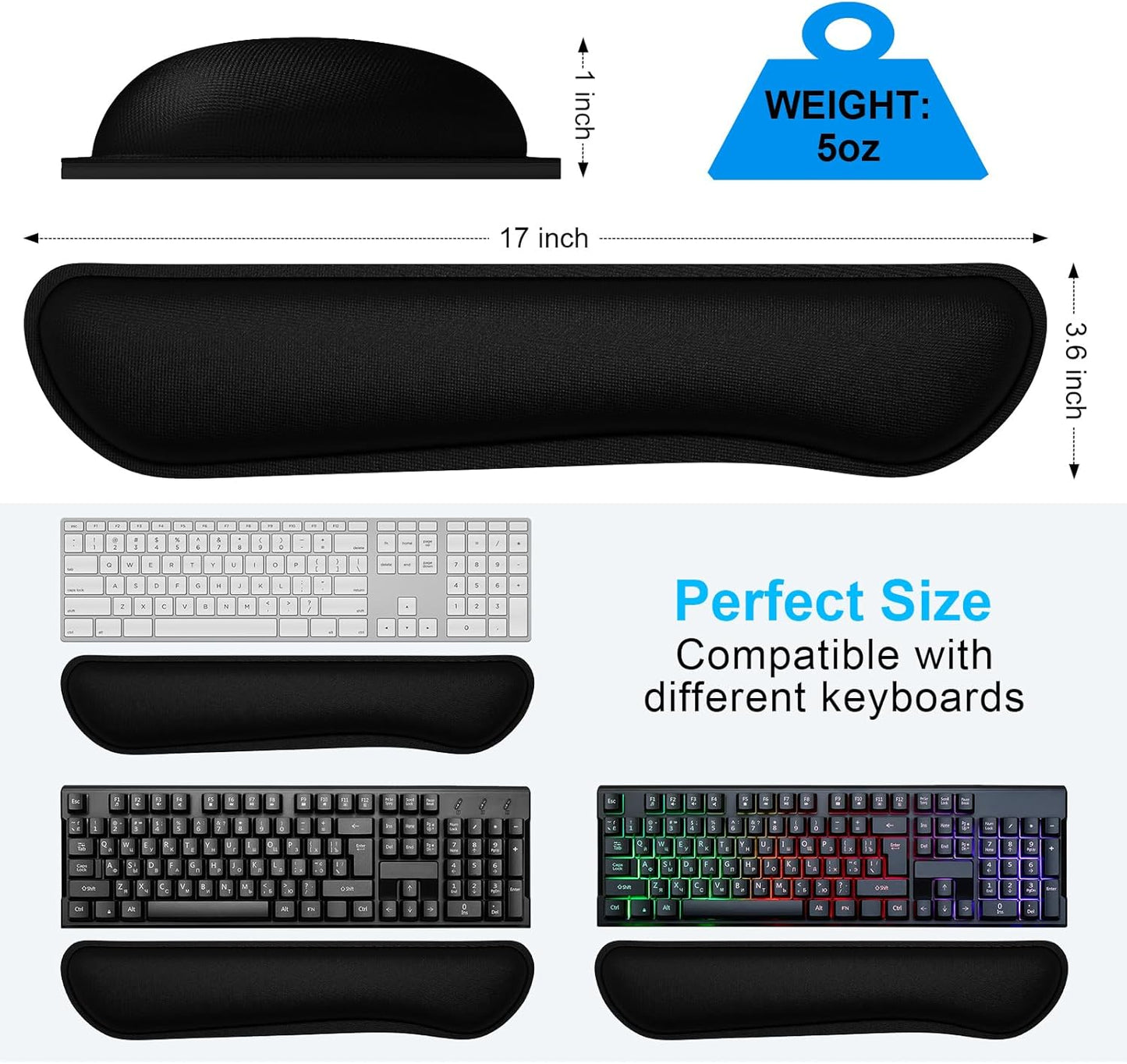 Dapesuom Enlarge Keyboard Wrist Rest, Cute Memory Foam Keyboard Wrist Cushion for Computer Desk Mats Support, Typing Pain Relief Ergonomic Mouse Pad Rests with Non-Slip Base for Gaming, Laptop, Purple