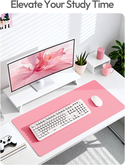 YSAGi Leather Desk Protector, Office Mat, Large Mouse Mat, Non-Slip PU Leather Blotter, Laptop Pad, Waterproof Writing Pad for Office and Home (Light Pink, 23.6" x 13.8") - Colors B