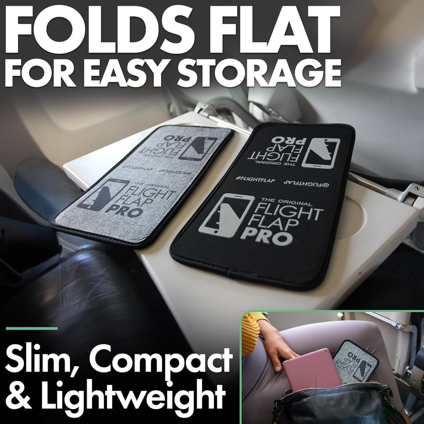 Flight Flap Airplane Phone Holder, Flexible Cell Phone Holder, Folding Cellphone Stand for Desk, Bed, Office, Treadmill - Airplane Gadgets for Long Travel Accessories - Plane Essentials (Silicone)