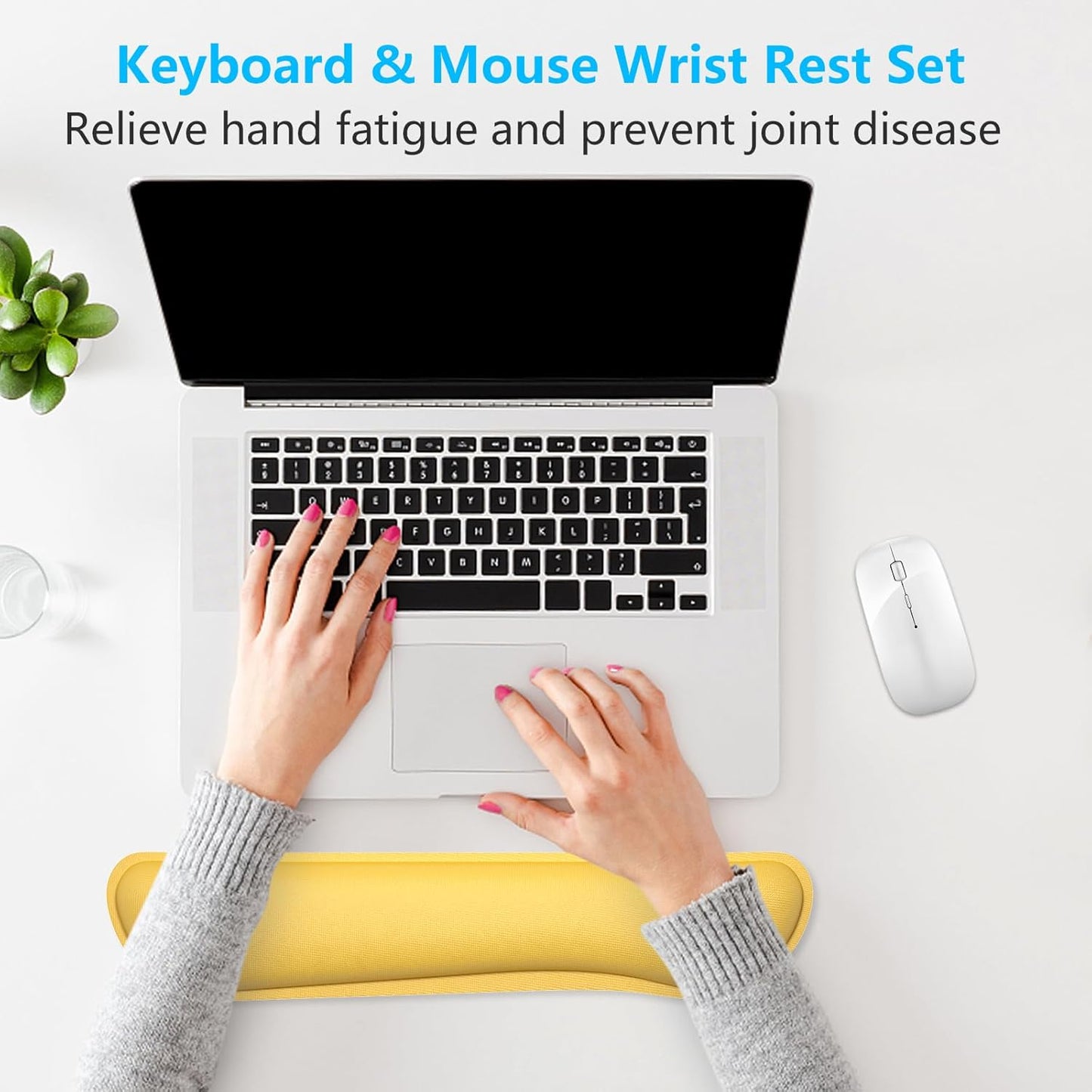Dapesuom Enlarge Keyboard Wrist Rest, Cute Memory Foam Keyboard Wrist Cushion for Computer Desk Mats Support, Typing Pain Relief Ergonomic Mouse Pad Rests with Non-Slip Base for Gaming, Laptop, Purple