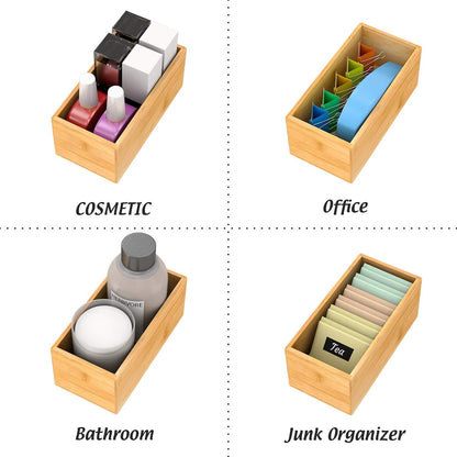 Black Bamboo Drawer Organizer - Silverware&Utensil Holder Organizer for Kitchen Drawers, Multi-Use Drawer Dividers Boxes for Bathroom Counter，Cabinet, Garage, Office Desk, Makeup, Jewelry (12"3"2.5")