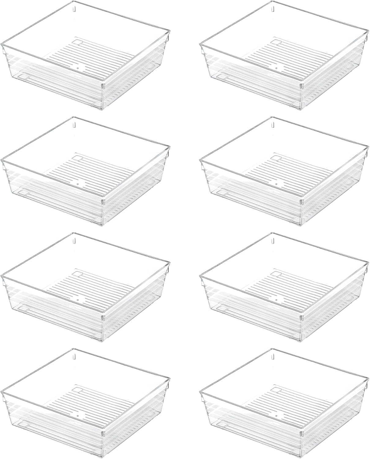 4 Pack 12"x 6" Large Size Clear Plastic Desk Drawer Organizer Tray Bathroom Office Kitchen Utensils Silverware Gadgets Dividers Desk Drawer Storage Bins Container for Dresser Cosmetic Makeup