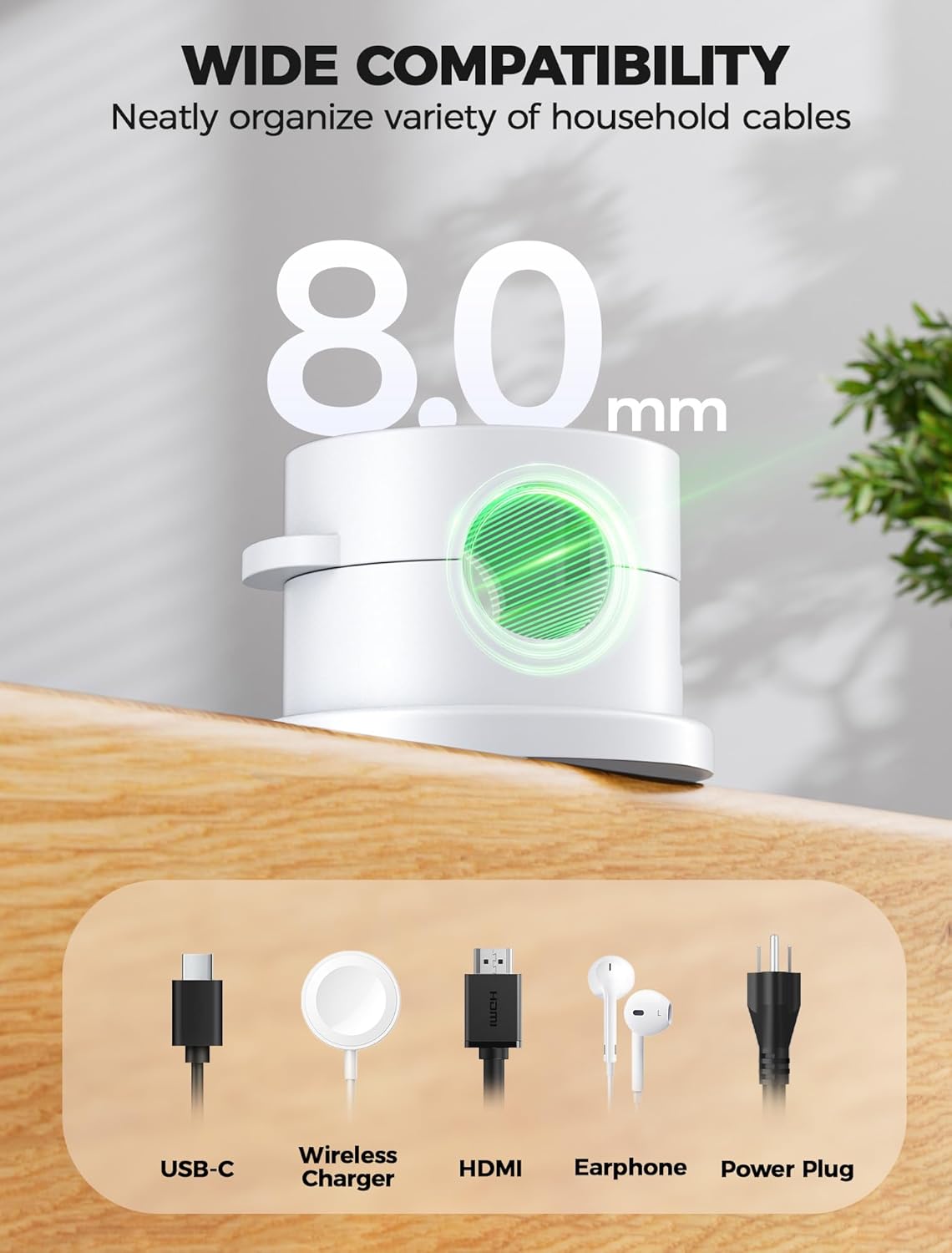 9 Pack Magnetic Cable Clips - gliship [Upgraded 360° Rotatable] Cord Organizer, Strong Magnetic Cord Holder, Adhesive Wire Keeper, Phone Cord Holder, Nightstand Wire Keeper Desk Decor, Tidy Helper