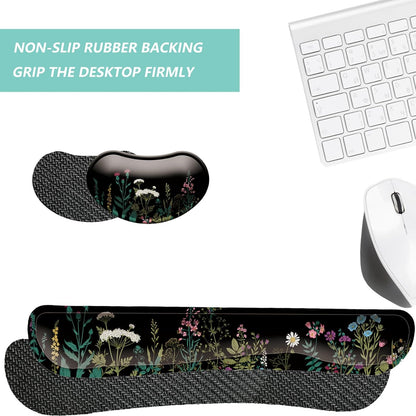 Keyboard Wrist Rest Mouse Wrist Support Set, Memory Foam Wrist Rest Pad for Computer Laptop Keyboard Mouse, Ergonomic Wrist Cushion Support for Typing Pain Relief, Gaming Home Office, Purple