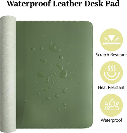 Green Desk Pad and Keyboard Wrist Rest, 3in1 Mousepad + Keyboard Wrist Rest+Mouse Wrist Rest for Home Office Table Computer Cover. (31.5×15.7,Green)