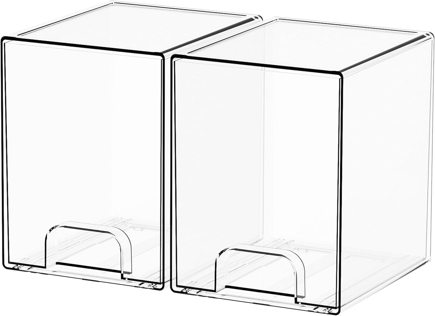 Yieach 4 Pack Clear Stackable Storage Drawers,4.4'' Tall Acrylic Drawer Containers for Organizing,Bathroom Organizers and Storage Bin Box,Plastic Makeup,Medicine Organizer Bins for Cabinet,Undersink