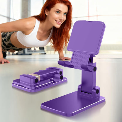 Phone Stand for Desk,Fully Adjustable Foldable Phone Holder,Metal Base with Anti-Slip Pad,Thick Case,Compatible with iPhone 17 Pro Max/Air/17 Pro/17/16/16e,15,All Phones,Portable Office Accessories