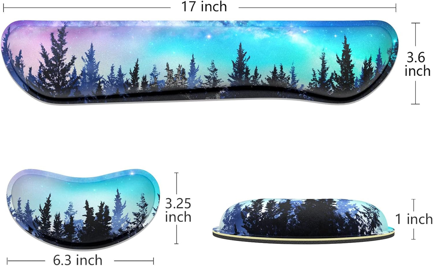 Dapesuom Enlarge Keyboard Wrist Rest, Memory Foam Wrist Cushion for Desk Mats Support, Cute Pain Relief Keyboard Mouse Pad Rests Set with Non-Slip Base for Gaming Laptop Office Computer, Green Leaf