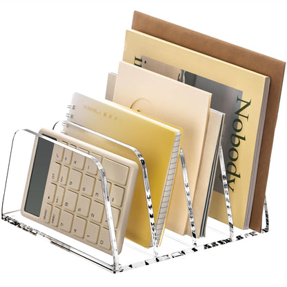 YUXUN Acrylic Mail Organizer for Desk, 2 Compartment Letter & Document Holder with Non-Slip Base, Small File Holders for Bills, Envelopes, Letters,Mails, Papers, Clear Office Supplies for School Home