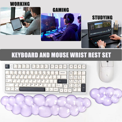 Clear Gel Wrist Rest for Keyboard and Mouse, Green Silicone Mouse Wrist Rest Set, Cute Ergonomic Wrist Rest for Keyboard 60%/75%(Green)
