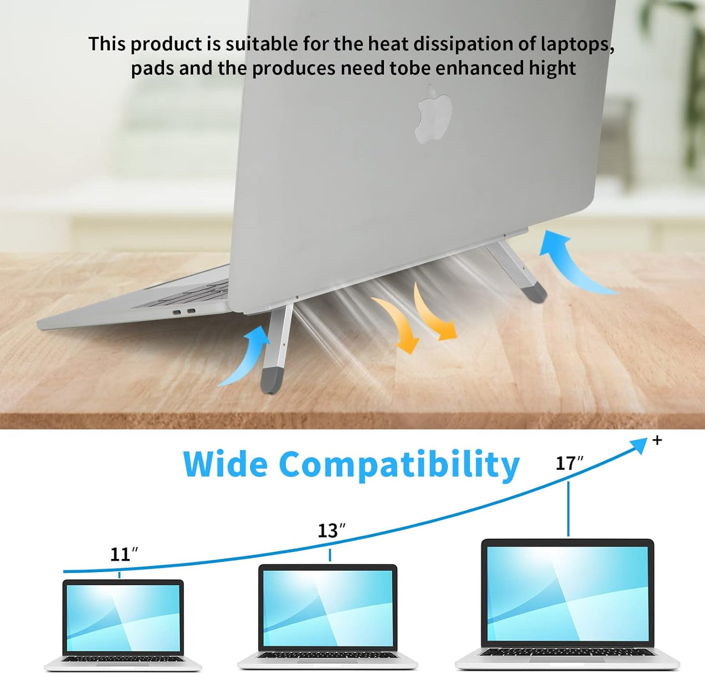 Riser for Desk,Pop up Laptop Stand,Adjustable Height Self-Adhesive Portable Laptop Stand with Feet, Extend Leg,Foldable Computer Stand for 10”-17” Models MacBook Air, Keyboard etc.