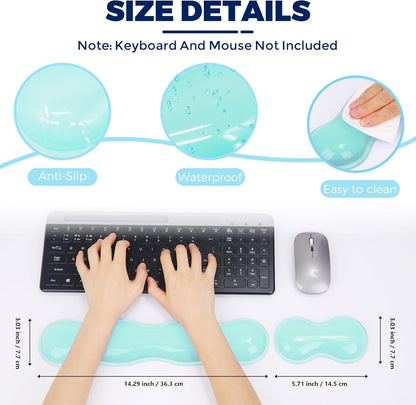 Gel Wrist Rest for Keyboard and Mouse, Wrist Rest for Keyboard, Mouse Wrist Support, Pain Relief, Cool Touch, Non-Skid, Keyboard and Mouse Wrist pad Set