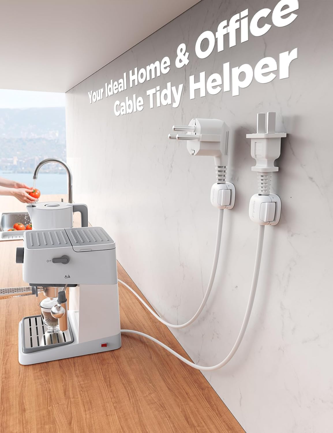6Pack Cord Organizer - Chfeila [Dual Spring & Clasp Lock] Cable Management Clips, Adhesive Phone Charger Keeper, Compact Wire Holder for Nightstand/Car, Home Office Desk Accessories Decor Essentials