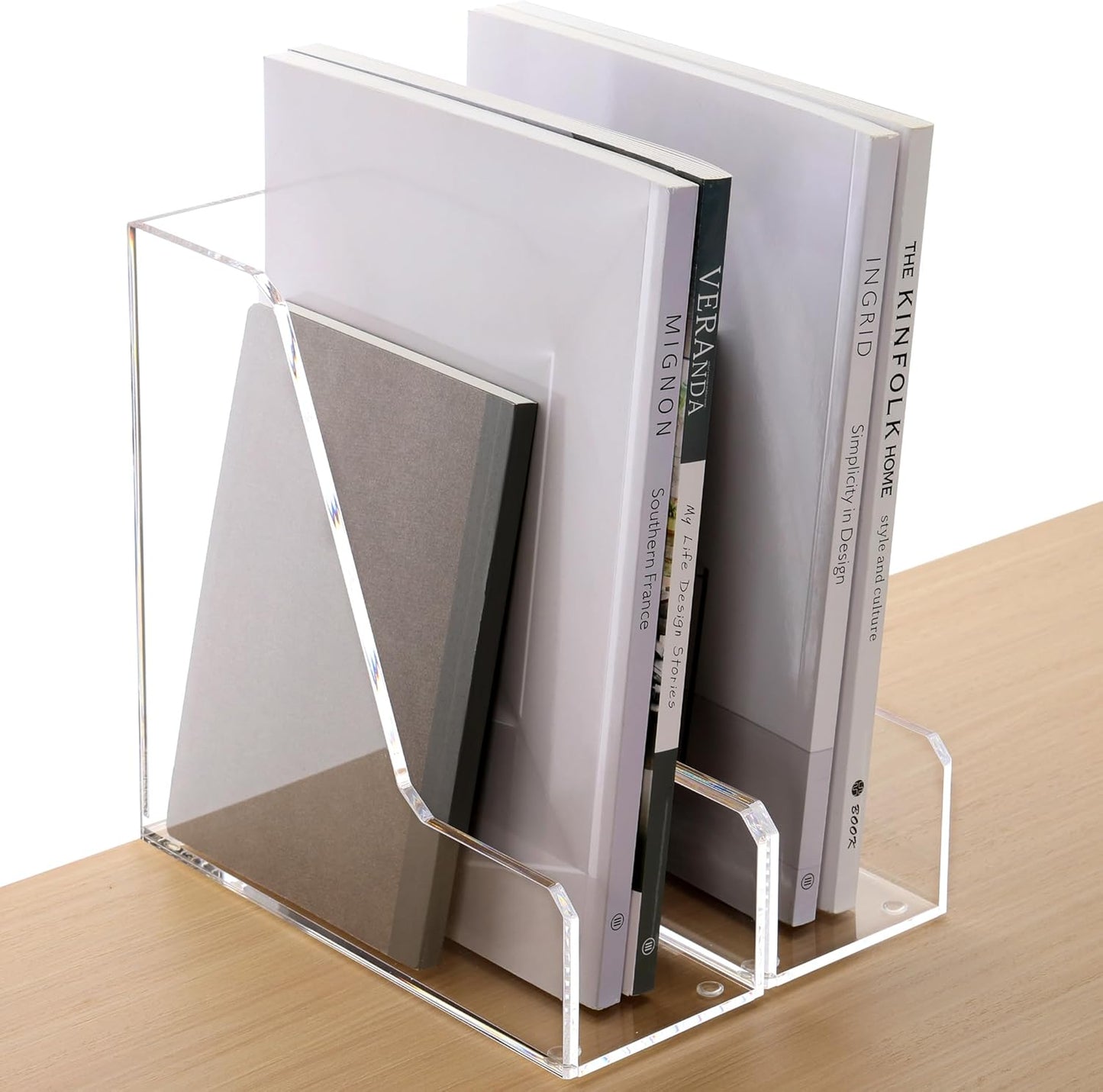 Magazine Holder, Clear Acrylic Magazine Rack, File Organizer for Office Desk, Book Organizer,-One-Piece-3 Vertical spaces,1 pack (B5)……