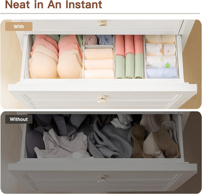Criusia Drawer Organizer Clothes, 10 Pack Dresser Organizer for Baby Clothes, Underwear, Sock- Foldable Closet Organization and Storage Dividers Bins for Nursery, Bedroom (Beige)