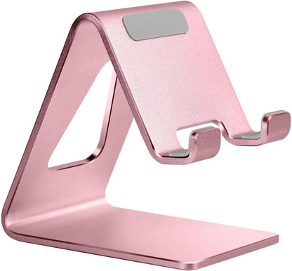 Aoviho Desk Cell Phone Stand Phone Holder, Aluminum Phone Cradle Dock for iPhone17 16 15 14 13 12 pro Mini 11 X Xs max 8 7 6 6s Plus SE Samsung All Smart Phones, Rose Gold