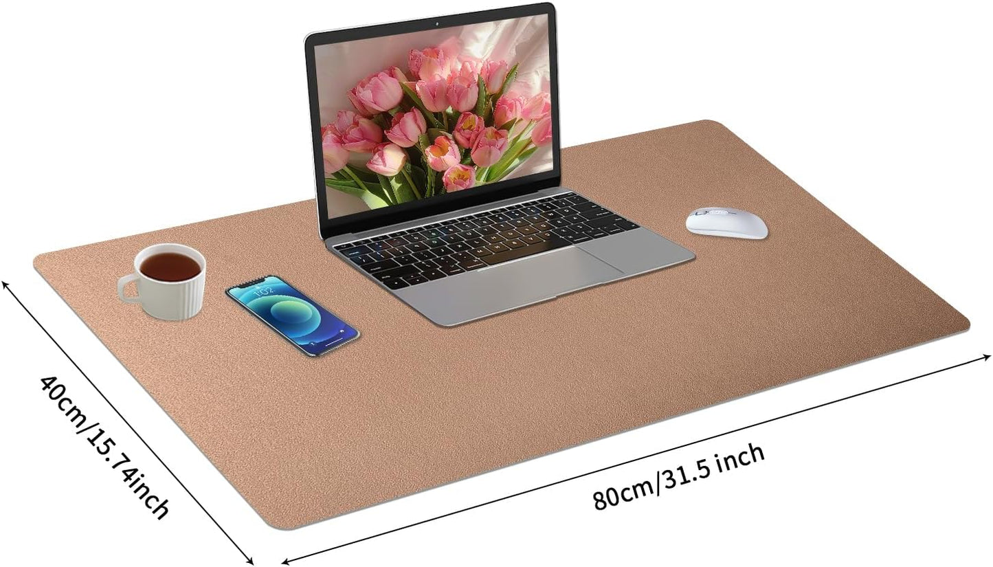 Bloss Leather Desk Pad and Keyboard Wrist Rest, Large Mouse Pad + Keyboard Pad+Mouse Wrist Support, Non-Slip Desk Mat Protector for Office, Home(31.5×15.7 Inches,Beige)