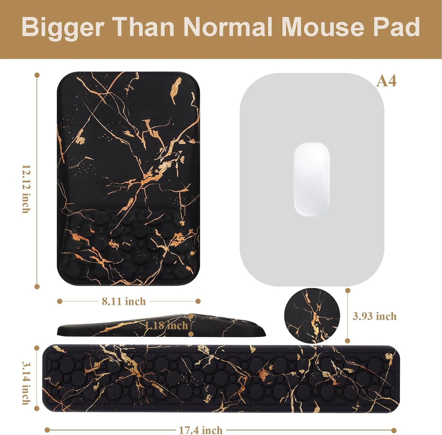 Ospelelf Mouse Pad with Wrist Rest and Keyboard Wrist Rest, Ergonomic Wrist Rest for Computer, Office, Gaming, Pink