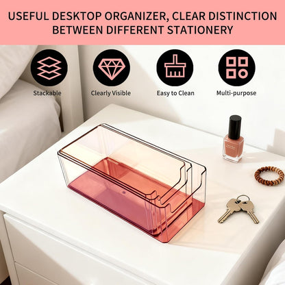 3pcs Plastic Drawer Organizer, 3 Sizes Desk Drawer Divider Organizers and Containers for Makeup, Jewerly, Kitchen drawer organizers, Bedroom, Bathroom, Office supply for storage (Gold)