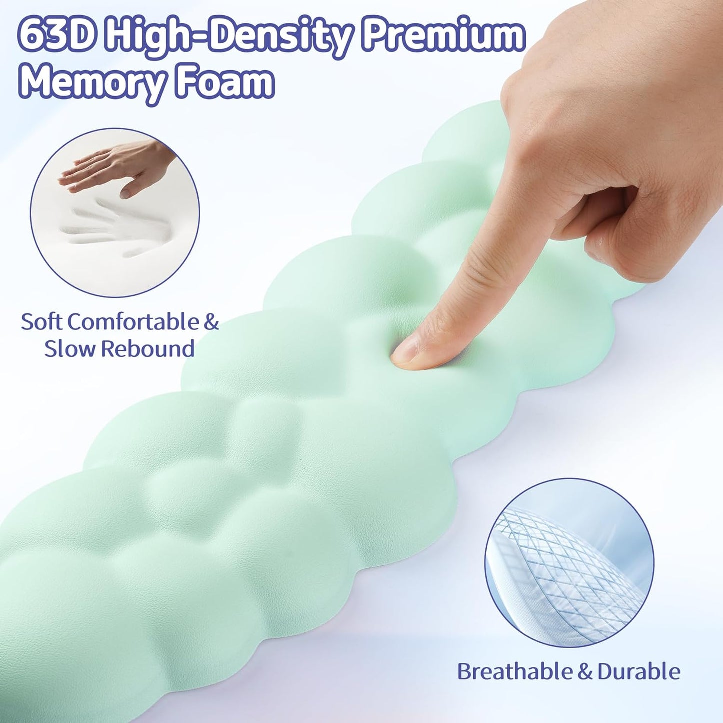 Sushret Cloud Wrist Rest Keyboard, Cloud Keyboard Wrist Pad Set with PU Leather Memory Foam, Cute Arm Rest for Palm Support, PC/Gaming Desk Accessories/Office Setup/Computer Hand Cushion - White