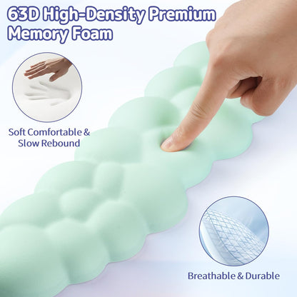 Sushret Cloud Wrist Rest Keyboard, Cloud Keyboard Wrist Pad Set with PU Leather Memory Foam, Cute Arm Rest for Palm Support, PC/Gaming Desk Accessories/Office Setup/Computer Hand Cushion - White