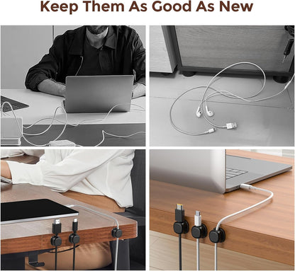 AhaStyle 6 Pack Magnetic Cable Organizer [1s Lock] Cord Holders Clips Strong Adhesive Cord Keeper [Smooth Adjustable] Hide Wire Cord Organizer for Nightstand Kitchen Car Office (Lavender)