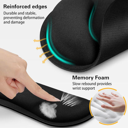 Mouse Pad with Wrist Rest Set, Qomolama 3-in-1 Wrist Support Mouse Pad Set, Floral Gaming Mousepad with Anti-Skid Base,Ergonomic Mouse Pad,Memory Foam Keyboard Gel Wrists Rest