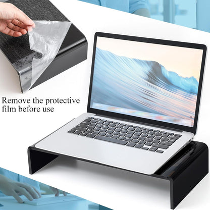 Jetec 2 Pcs Acrylic Monitor Stand Desktop Video Acrylic Monitor Riser Desk Shelf Computer Stand for Laptop TV Computer Screen Desk Organizer Teacher's Day Supplies (Clear, 12 x 8 x 3 Inch)