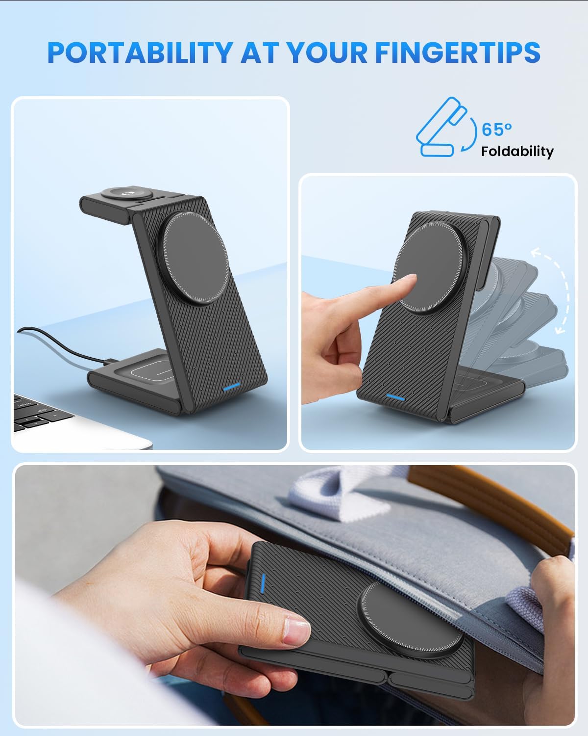 Charging Station for iPhone and Apple Watch: 3 in 1 Wireless Phone Charger Stand for iPhone 17 16 15 14 13 12 11 Pro Max & AirPods, Bedside Nightstand Docking