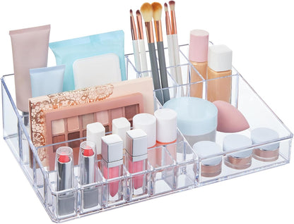 STORi Audrey Stackable Clear Bin Plastic Organizer Drawer | Organize Eyeshadow Palettes, Cosmetics, and Beauty Supplies on a Vanity | Made in USA
