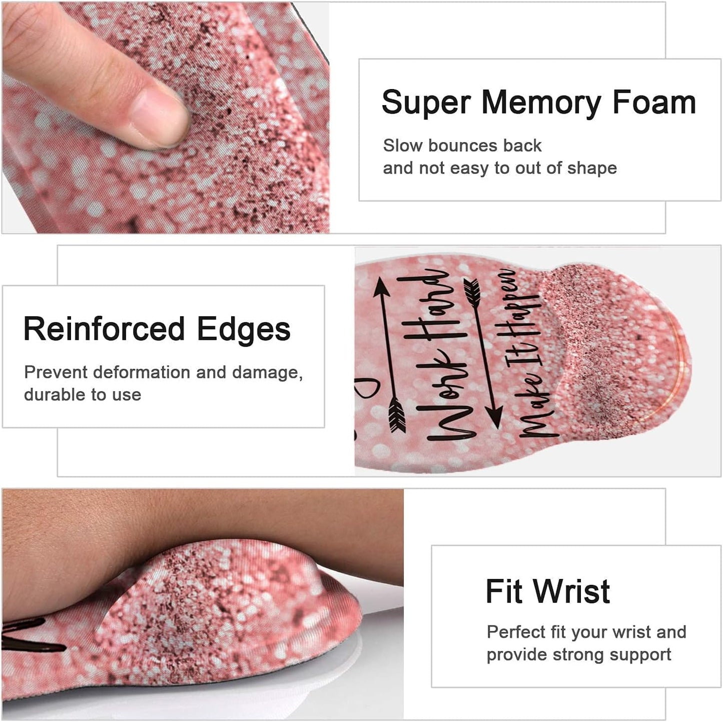 LATEEFAH Mouse Pad with Wrist Rest, 3-in-1 Gaming Mouse Pad, Keyboard Wrist Rest, Ergonomic Memory Foam Mousepad with Wrist Support for Computer Keyboard