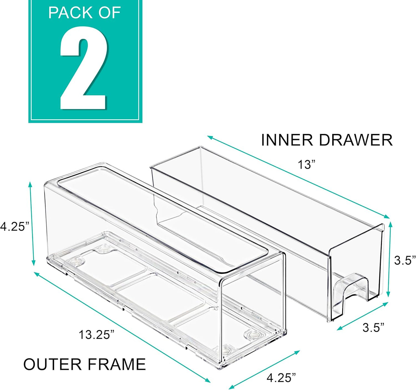 Sorbus Small Clear Stackable Storage Drawers – 4-Pack Plastic Organizer Bins with Handles – Stackable Pull-Out Storage Drawers for Closet, Pantry, Office, Bathroom, Craft, and Toy Organization
