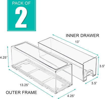 Sorbus Small Clear Stackable Storage Drawers – 4-Pack Plastic Organizer Bins with Handles – Stackable Pull-Out Storage Drawers for Closet, Pantry, Office, Bathroom, Craft, and Toy Organization