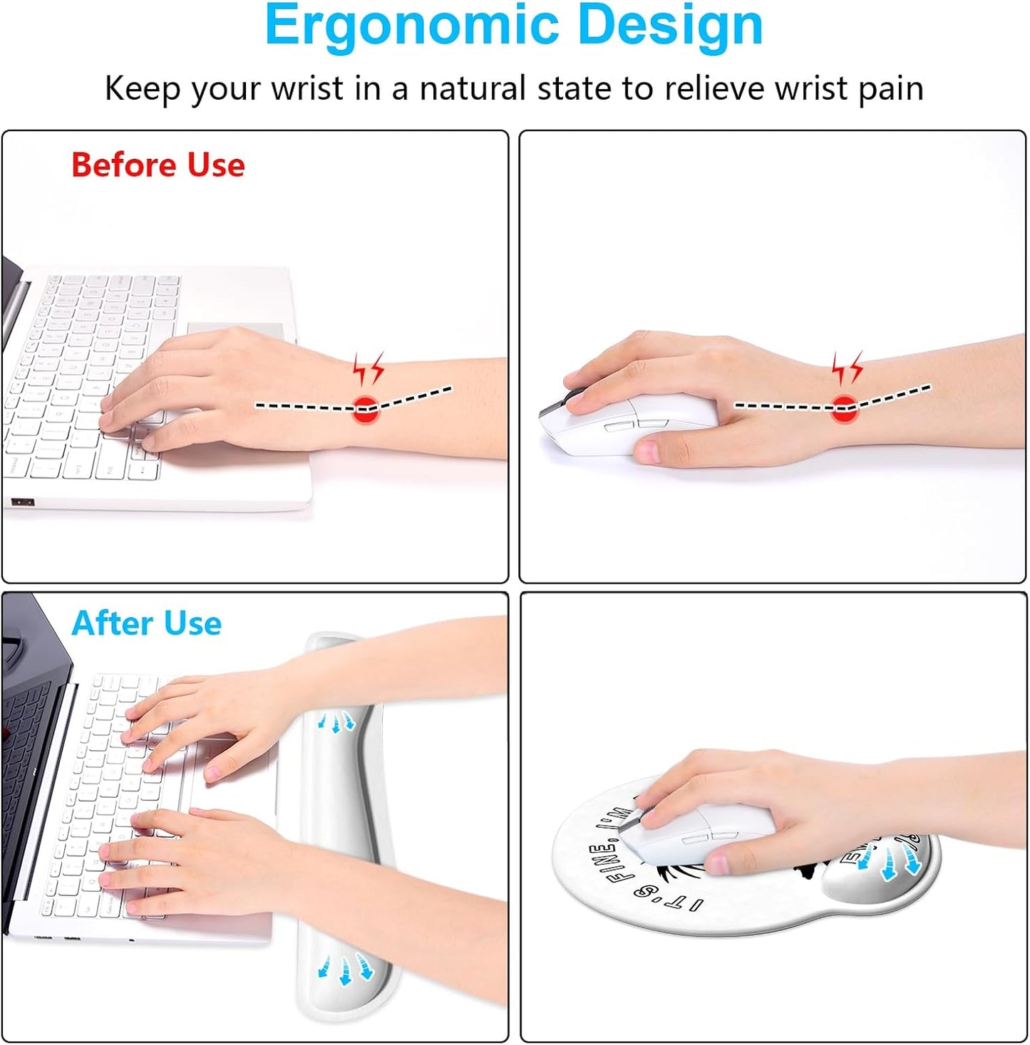 Dapesuom Keyboard Wrist Rest and Mouse Pad with Wrist Support, Cute Memory Foam Cushion for Keyboard and Mouse Set, Ergonomic Desktop Pad Rests with Non Slip Base for Easy Typing & Pain Relief, Pink