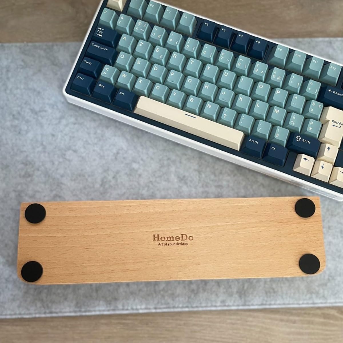 HomeDo Wooden Wrist Rest for Mechanical Keyboards, Support pad for Palm, Ergonomic Rest for Typing and Gaming,Palm Rest,Hand Rest (Beech,14.17”x3.15”(87 Key 80%))
