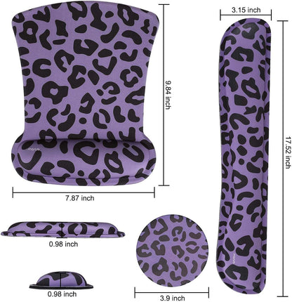 MOSISO Wrist Rest Support for Mouse Pad&Keyboard Set, Leopard Grain Ergonomic Mousepad&Coaster Non-Slip Base Home/Office Pain Relief&Easy Typing Cushion with Neoprene Cloth&Raised Memory Foam, Black