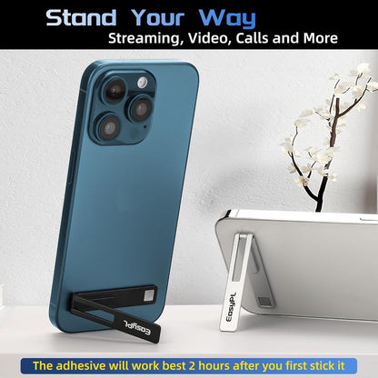 2 Pack Cell Phone Kickstand, Vertical and Horizontal Metal Phone Stand for Desk, Black + Silver, Adjustable Angle, Phone Holder for iPhone 16/Plus/Pro/Pro Max, iPhone 15/14/13/12 Samsung Series