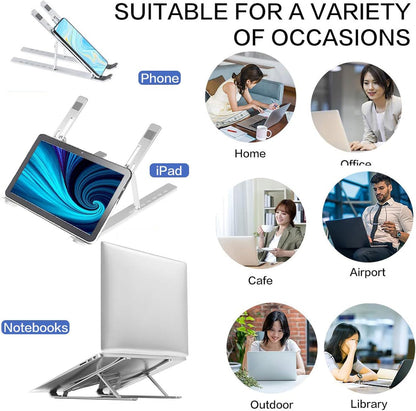 T Legend Aluminum Laptop Stand for Desk, Arae Adjustable Ergonomic Portable Holder, Foldable Computer Stand 6 Angles Anti-Slip Laptop Riser Compatible with 9-15.6 inch Laptops (Aluminum Silver)