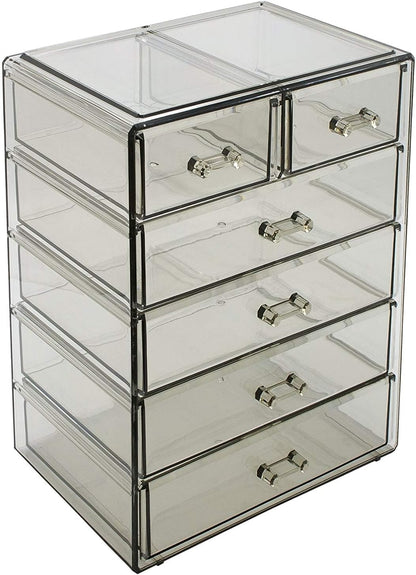 Sorbus Acrylic Makeup Organizer Set, 6-Drawer Vanity & Countertop Cosmetic Storage with Small & Wide Drawers, Clear Makeup Storage for Brushes, Lipsticks, Jewelry – Holiday Gift for Women & Teens