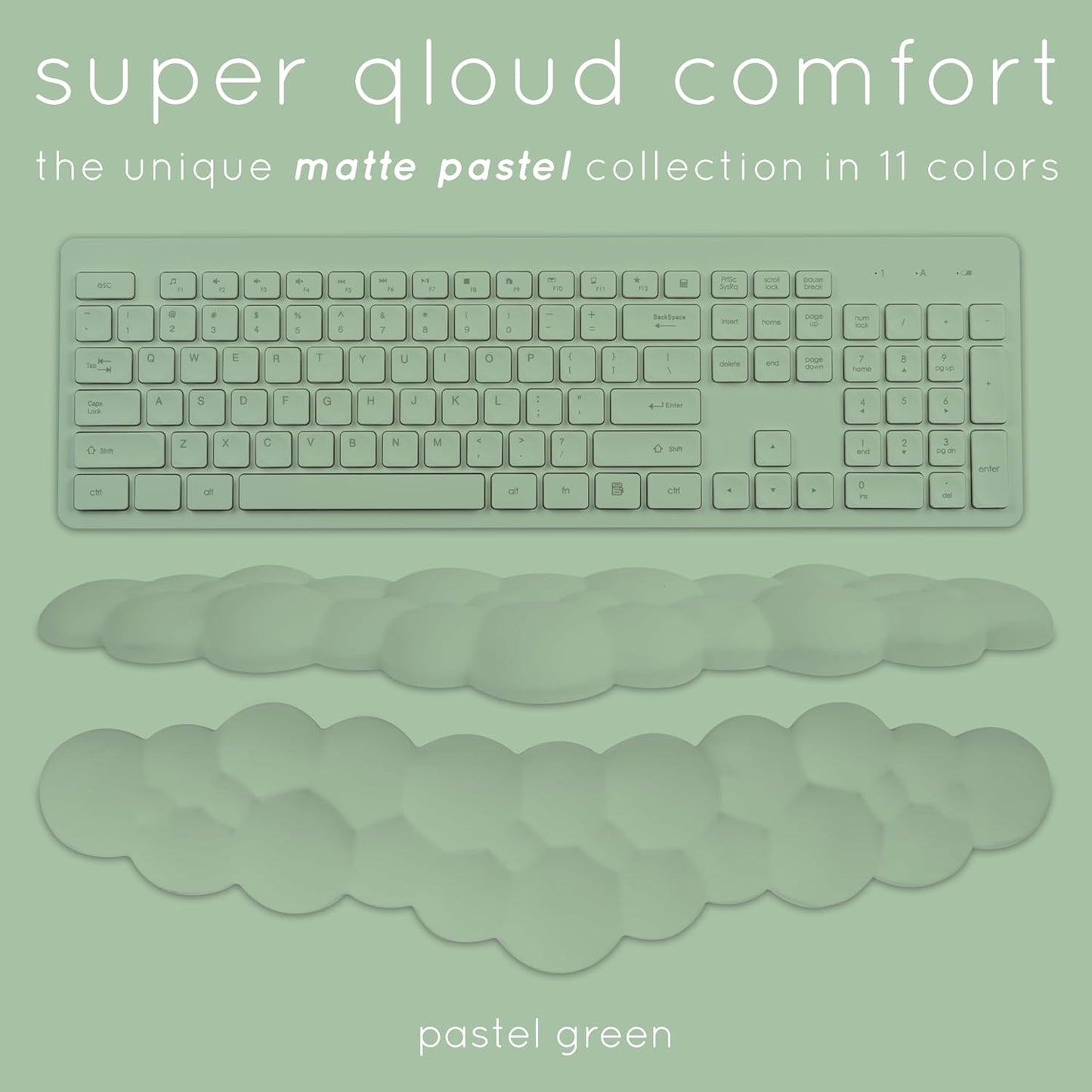 Cloud Keyboard Wrist Rest – Create-ables Qloud Cloud Wrist Rest for Computer Keyboard and Mouse, Ergonomic Memory Foam Wrist Pad with Non-Slip Base, Includes Cloud Mouse Pad – White