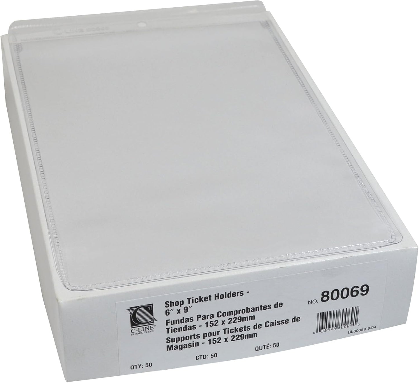 C-Line Vinyl Shop Ticket Holders, Both Sides Clear, 8.5 x 11 Inches, 50 per Box (80911)